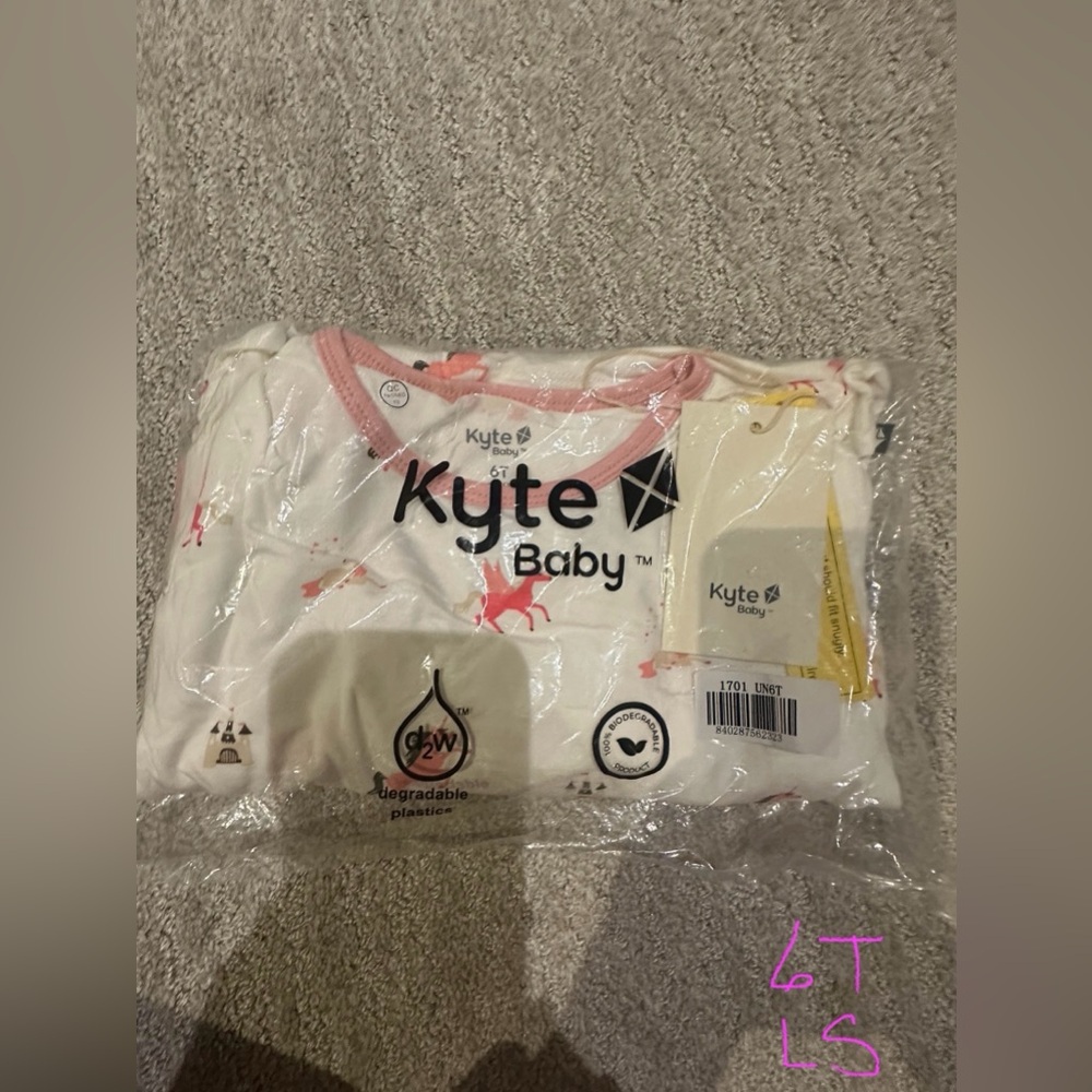 Kyte BABY White and Pink Kids Long Sleeve Unicorn Pajama Outfit 6T